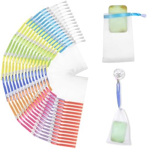 140 Pcs Mesh Soap Bags for Soap Bars, 10 Colors Soap Saver Pouch, Soap Bag for Shower with Drawstring, for Shower Washing, Bubble, Drying and Store Soap, 6 X 4 Inches