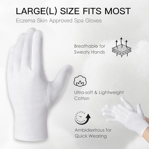12 Pairs Cotton Moisturizing Gloves and Socks Set (1 Washing Bag Included), Dry Hands Feet Overnight Lotion SPA Treatment, Eczema Skin Friendly, Breathable and Soft Glove Liners for Summer
